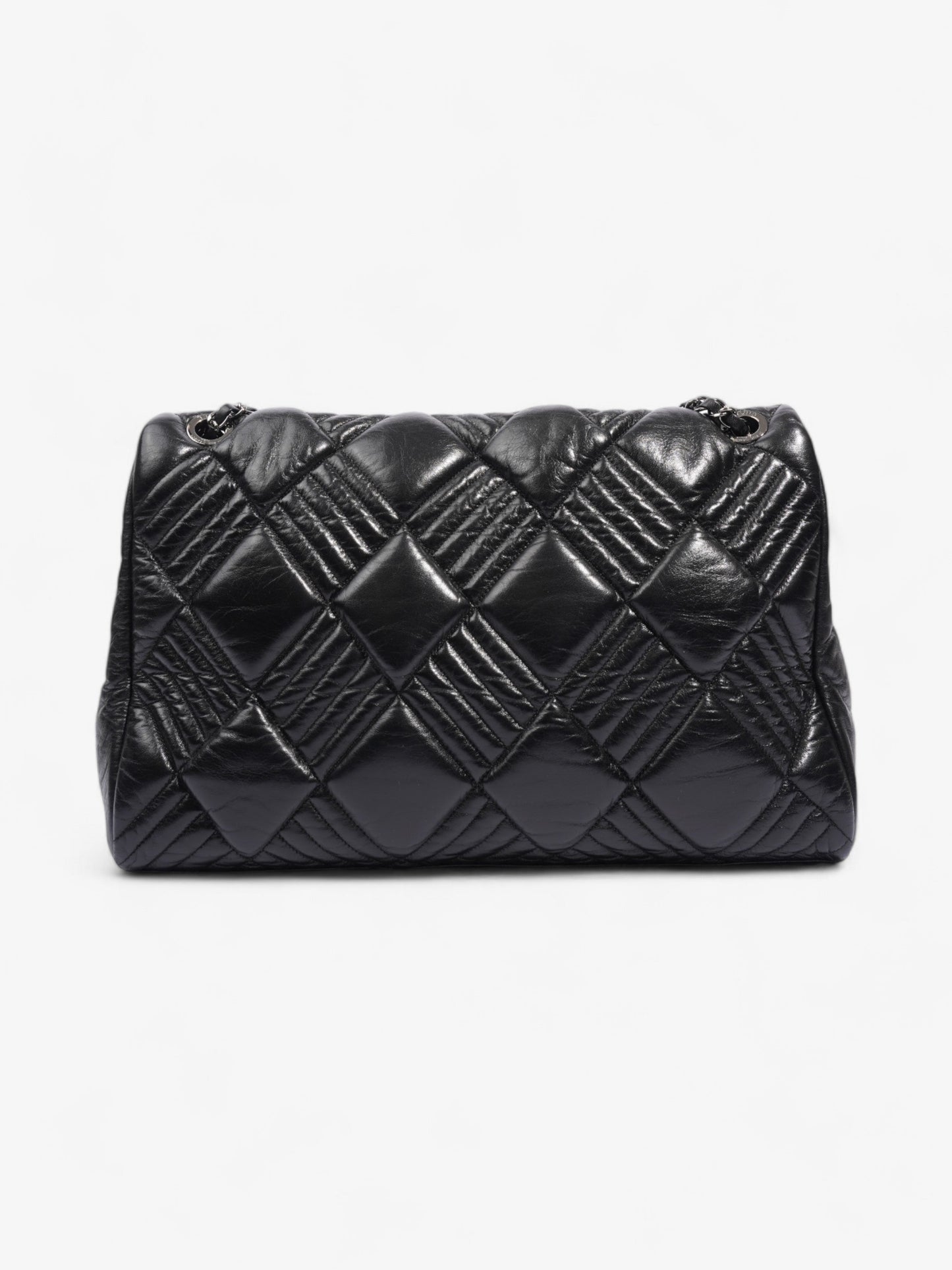 Chanel In And Out Flap Bag Black Lambskin Leather Maxi