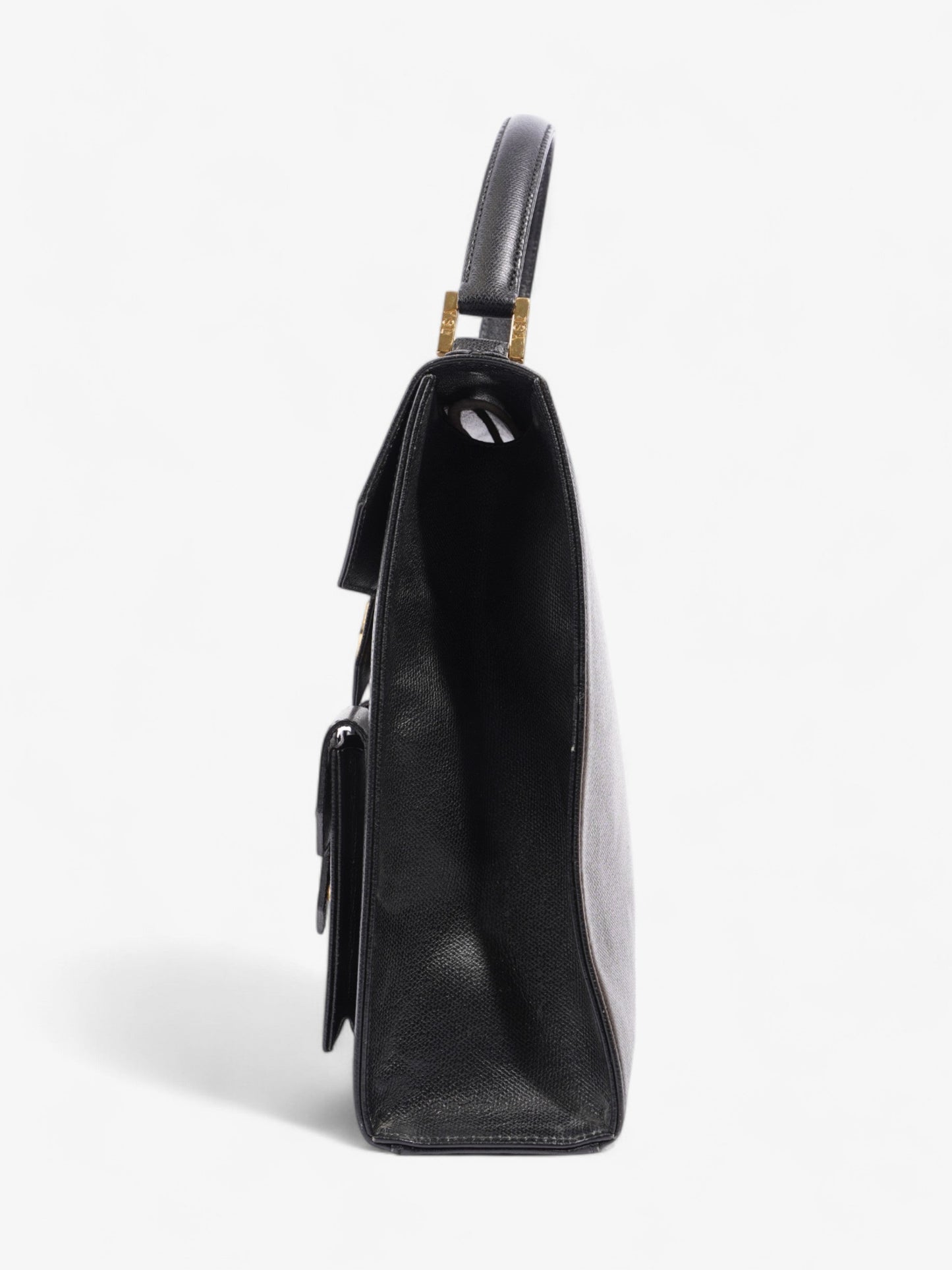Saint Laurent Top Handle Black Grained Leather