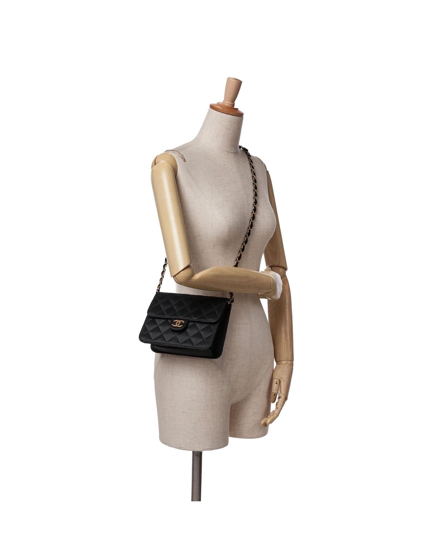 Mini Square Satin Crossbody Bag with Turn-Lock Closure