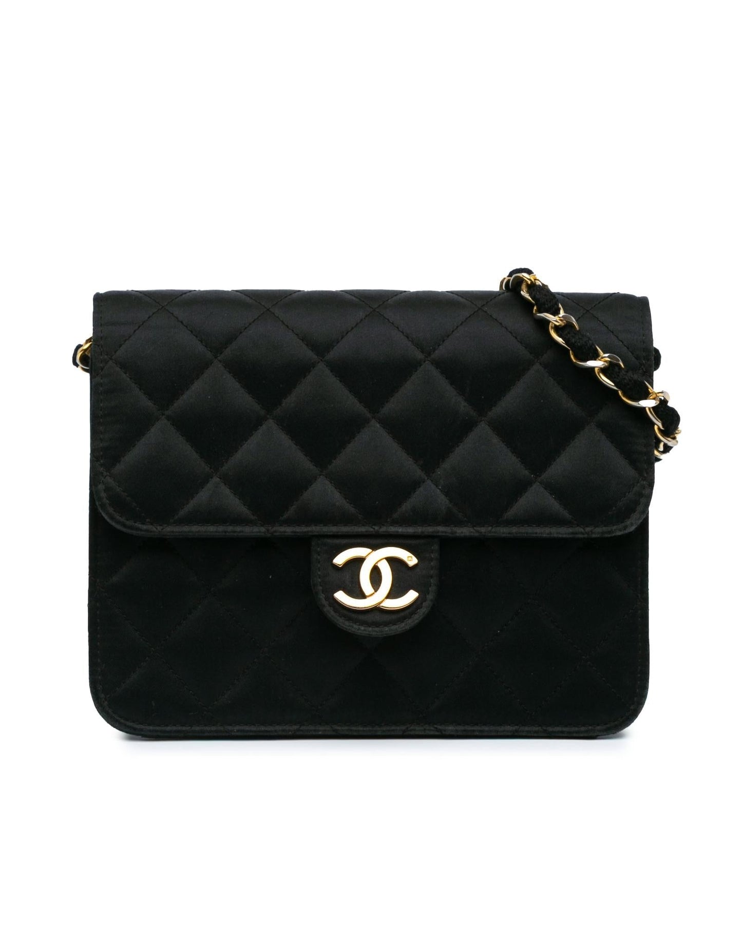Mini Square Satin Crossbody Bag with Turn-Lock Closure