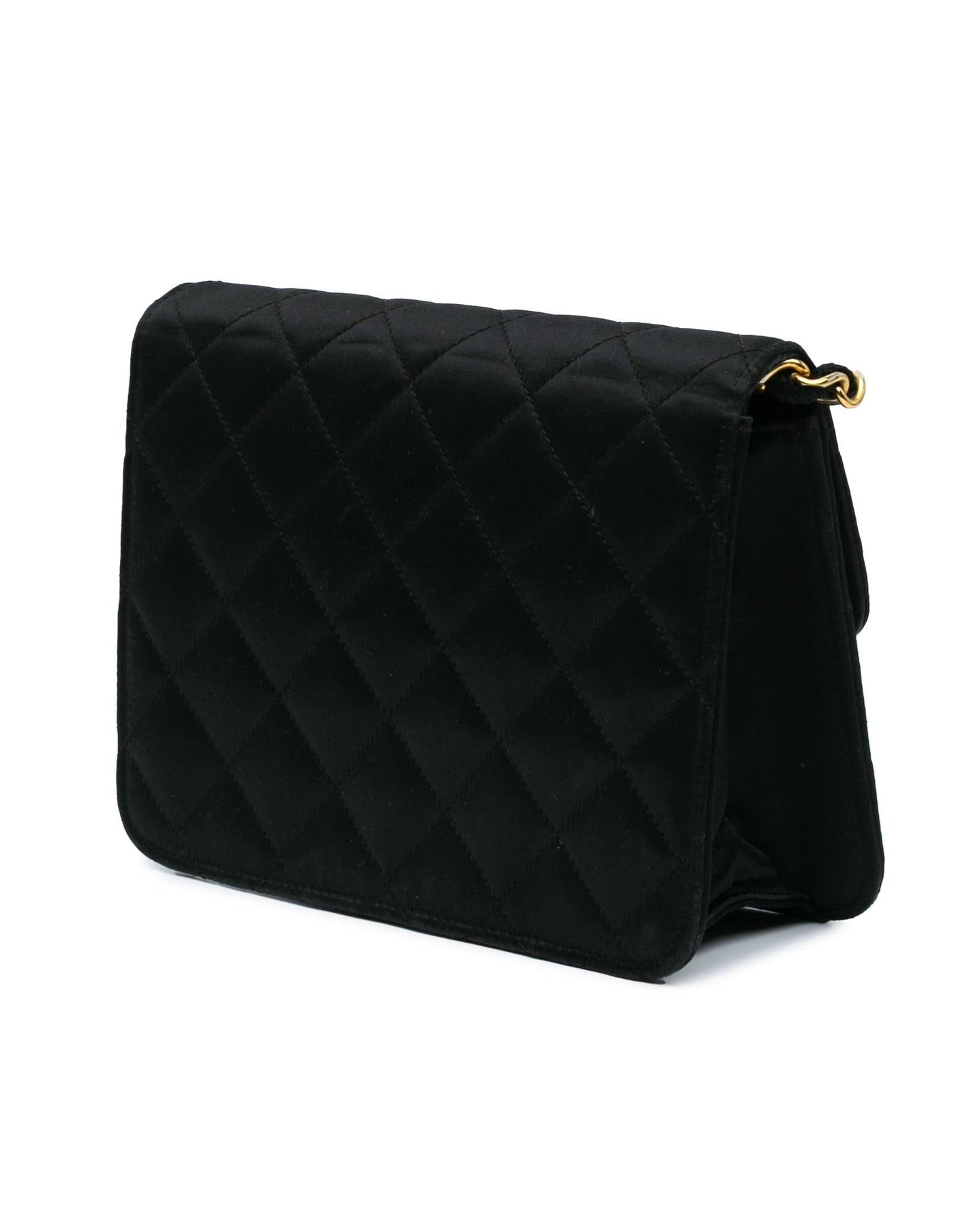Mini Square Satin Crossbody Bag with Turn-Lock Closure