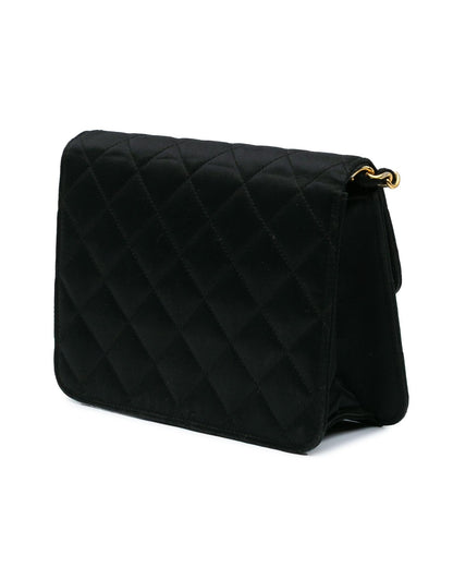 Mini Square Satin Crossbody Bag with Turn-Lock Closure