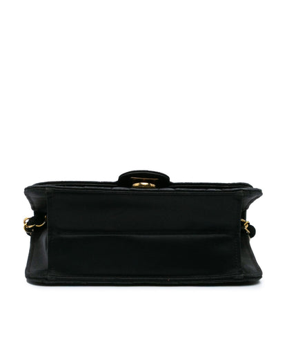 Mini Square Satin Crossbody Bag with Turn-Lock Closure