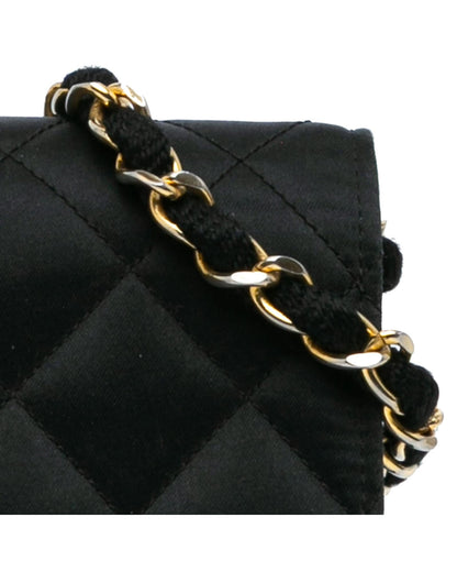 Mini Square Satin Crossbody Bag with Turn-Lock Closure
