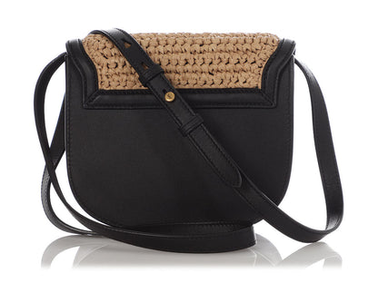 Saint Laurent Small Raffia And Black Monogram Kaia