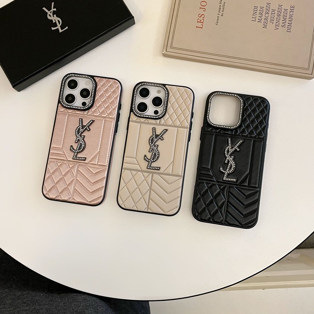 YSL Luxury iPhone Case Rhinestone for iPhone 1216 Pro Max