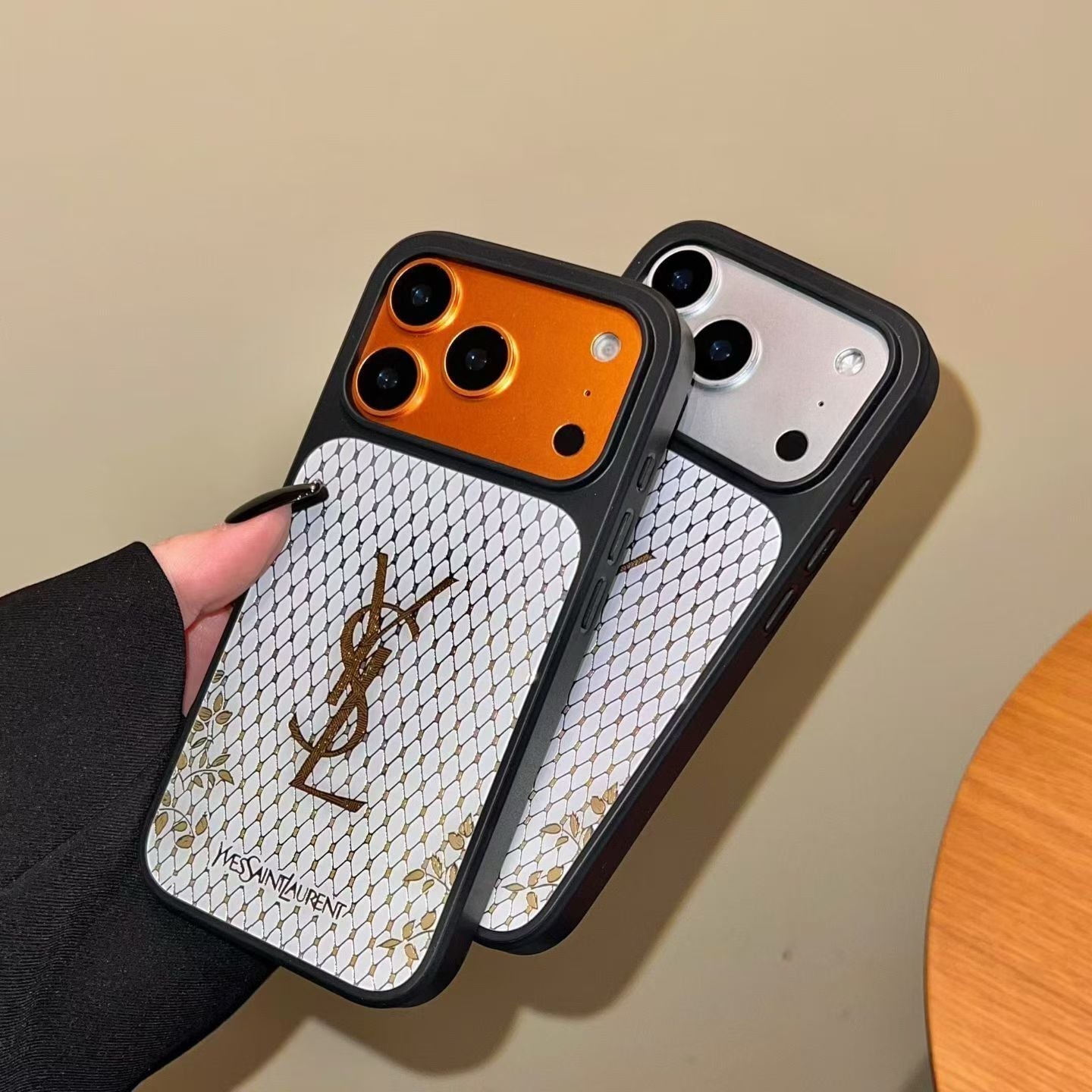 YSL Phone Case Gilded Style for iPhone 1417 / Pro / Pro Max