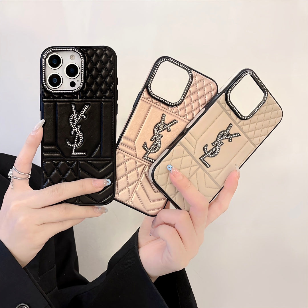 YSL Luxury iPhone Case Rhinestone for iPhone 1216 Pro Max