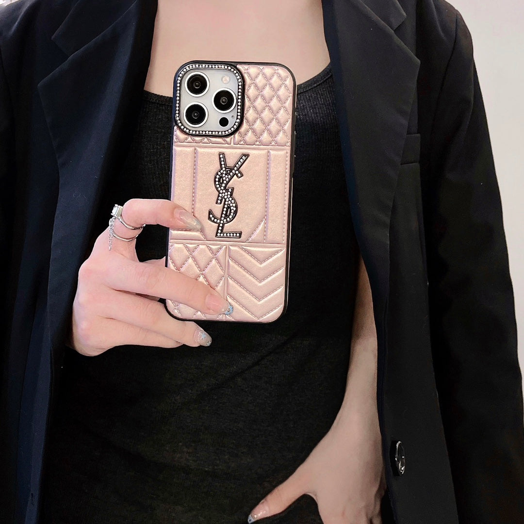 YSL Luxury iPhone Case Rhinestone for iPhone 1216 Pro Max