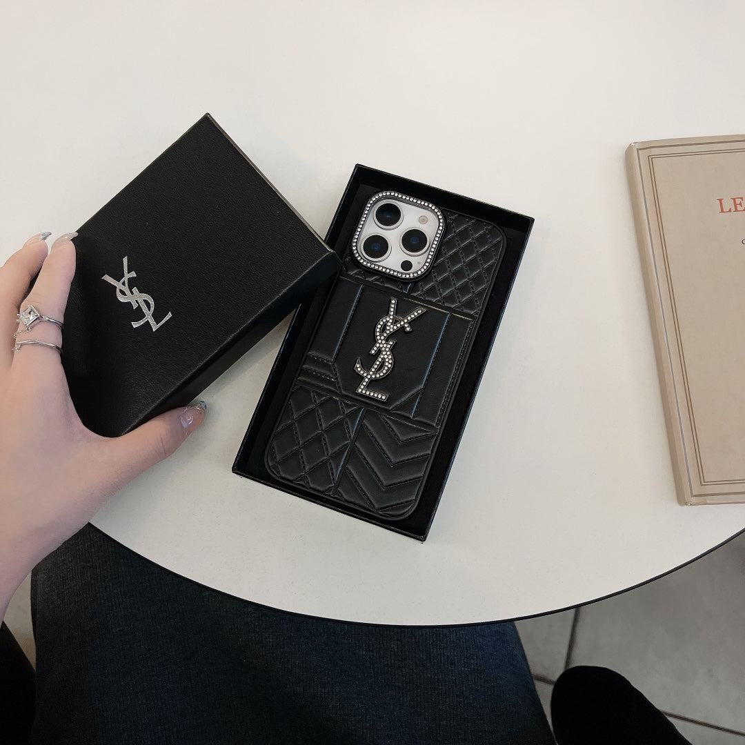 YSL Luxury iPhone Case Rhinestone for iPhone 1216 Pro Max