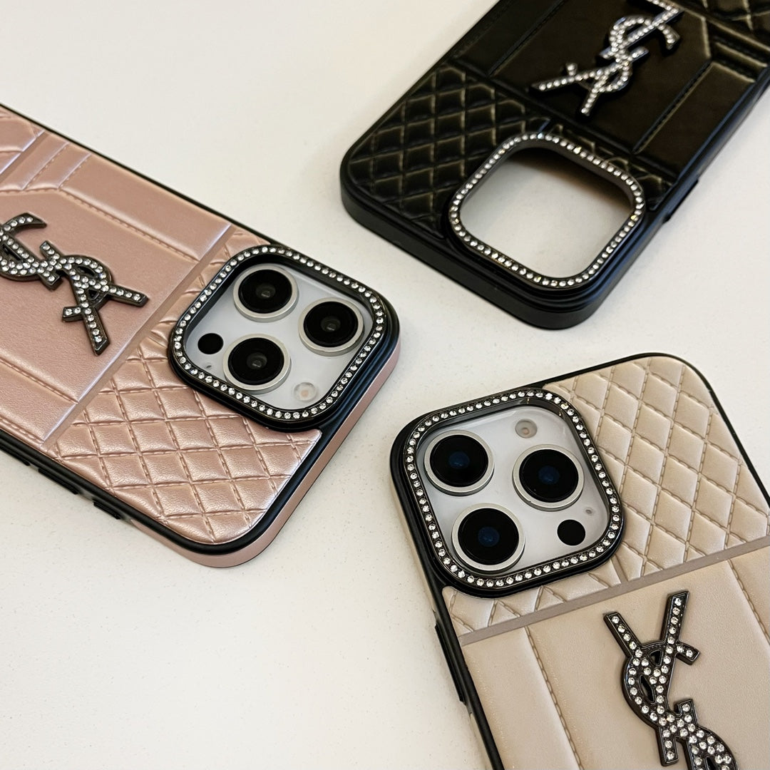 YSL Luxury iPhone Case Rhinestone for iPhone 1216 Pro Max