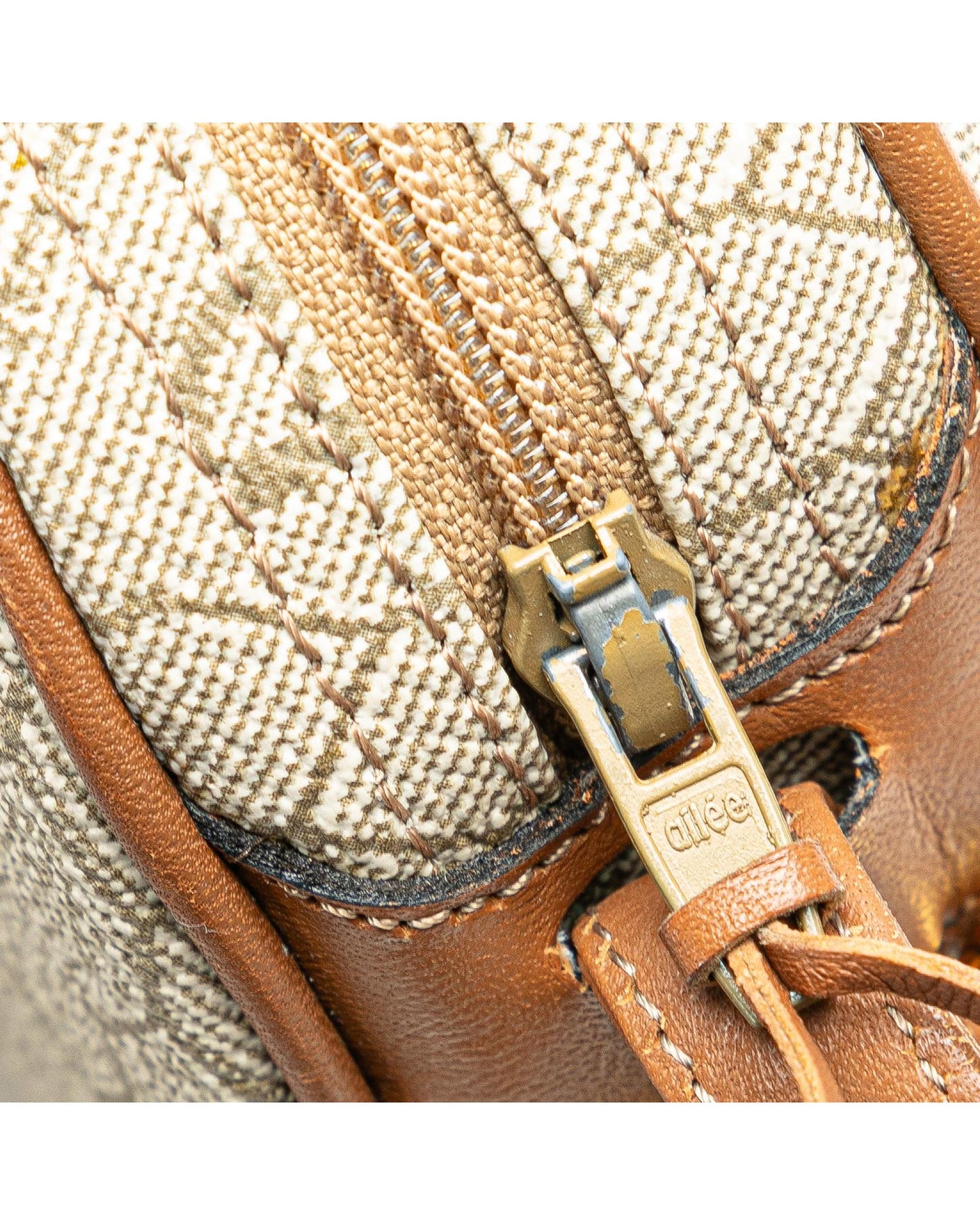 Honeycomb Coated Canvas Crossbody Bag with Leather Trim