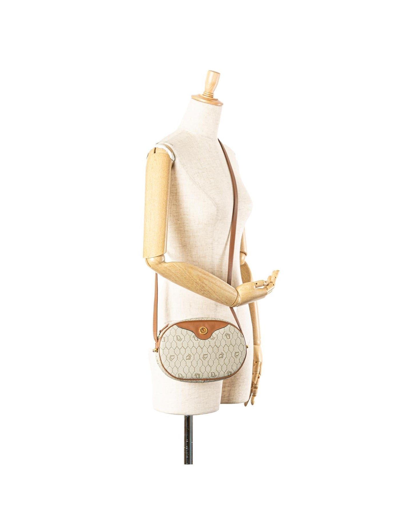 Honeycomb Coated Canvas Crossbody Bag with Leather Trim