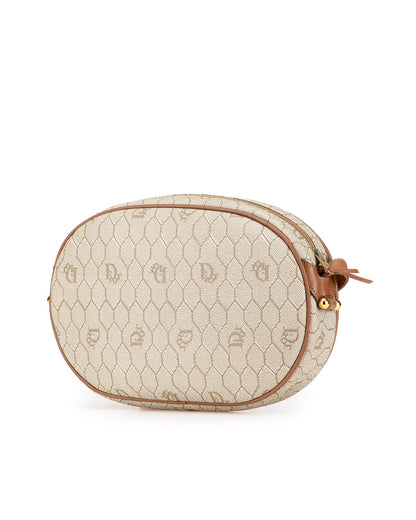 Honeycomb Coated Canvas Crossbody Bag with Leather Trim