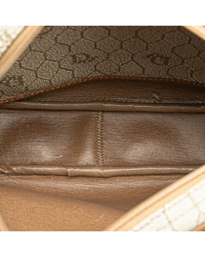 Honeycomb Coated Canvas Crossbody Bag with Leather Trim