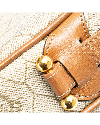 Honeycomb Coated Canvas Crossbody Bag with Leather Trim