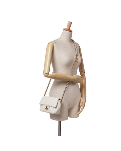 Mini Quilted Chain Flap Crossbody Bag with Turn Lock Closure