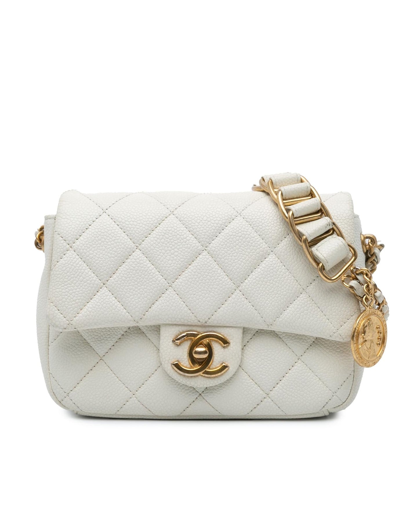 Mini Quilted Chain Flap Crossbody Bag with Turn Lock Closure