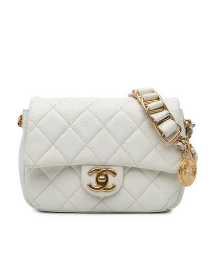 Mini Quilted Chain Flap Crossbody Bag with Turn Lock Closure