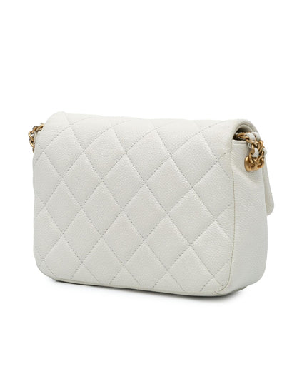 Mini Quilted Chain Flap Crossbody Bag with Turn Lock Closure