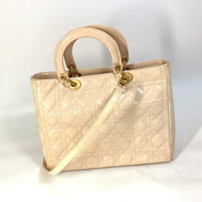 Dior Handbag Patent leather Beige type Lady Dior LADYDIOR Canage Women