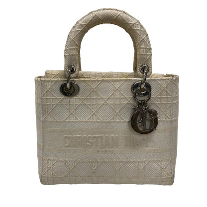 Dior Handbag canvas white 2WAY Lady Dior Canage Women