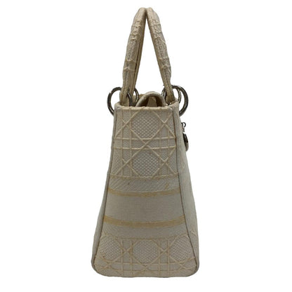 Dior Handbag canvas white 2WAY Lady Dior Canage Women