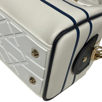 Christian Dior Handbag leather white 83-MA-0212X Vibe Bowling bag Women