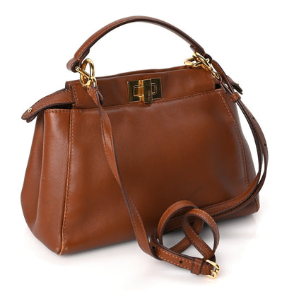 Fendi Nappa Mini Peekaboo Iconic Satchel Corteccia