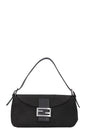 FENDI Zucca Print Baguette Shoulder Bag Black Canvas