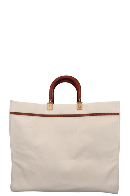 FENDI Sunshine Large Tote Bag Canvas Ivory