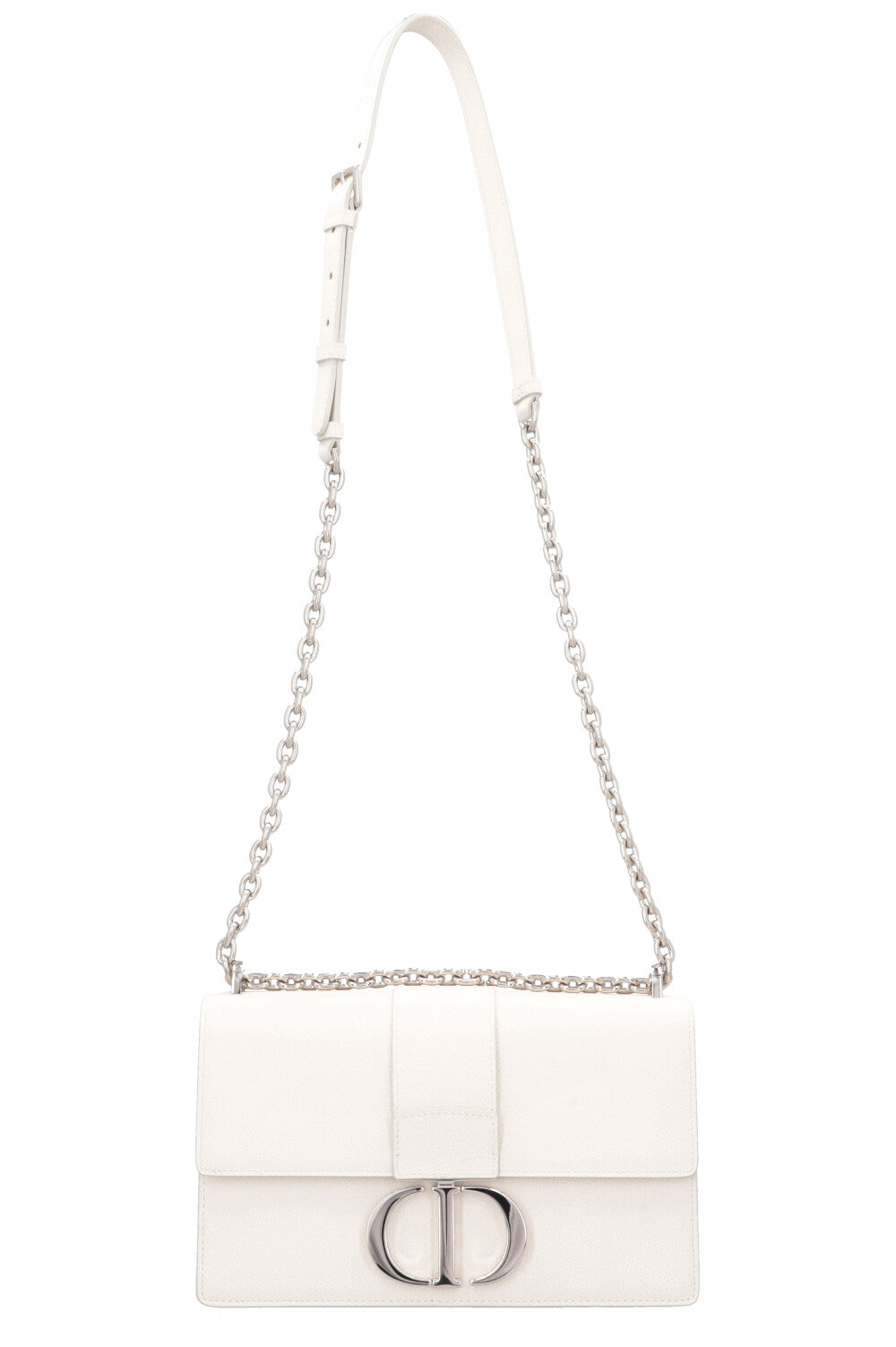 Christian Dior Montaigne 30 Crossbody Bag Graind Leather White