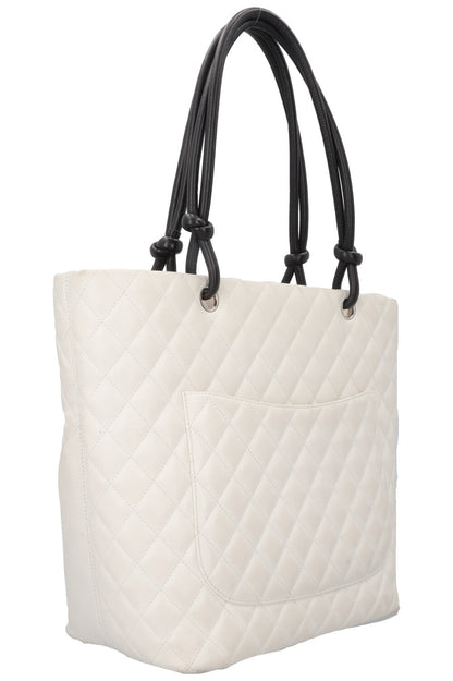 Chanel Cambon Tote Bag Python White