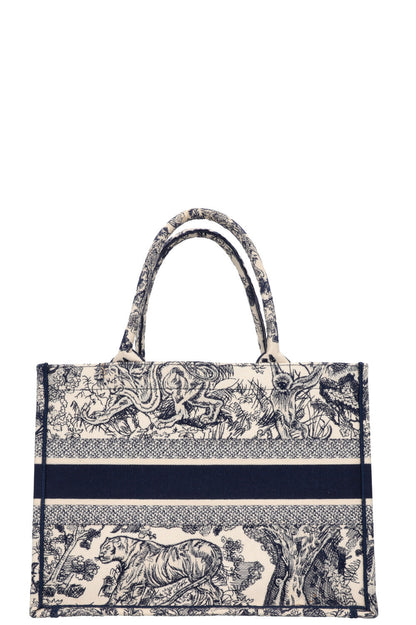 Christian Dior Medium Book Tote Toile De Jouy Blue
