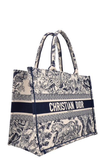 Christian Dior Medium Book Tote Toile De Jouy Blue