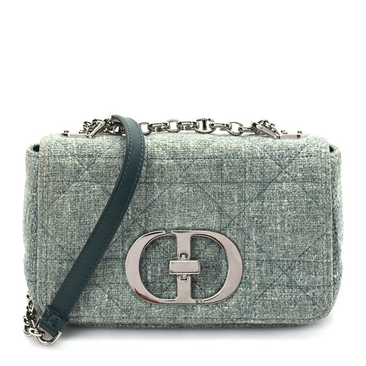Christian Dior Tweed Macrocannage Small Caro Bag Light Green