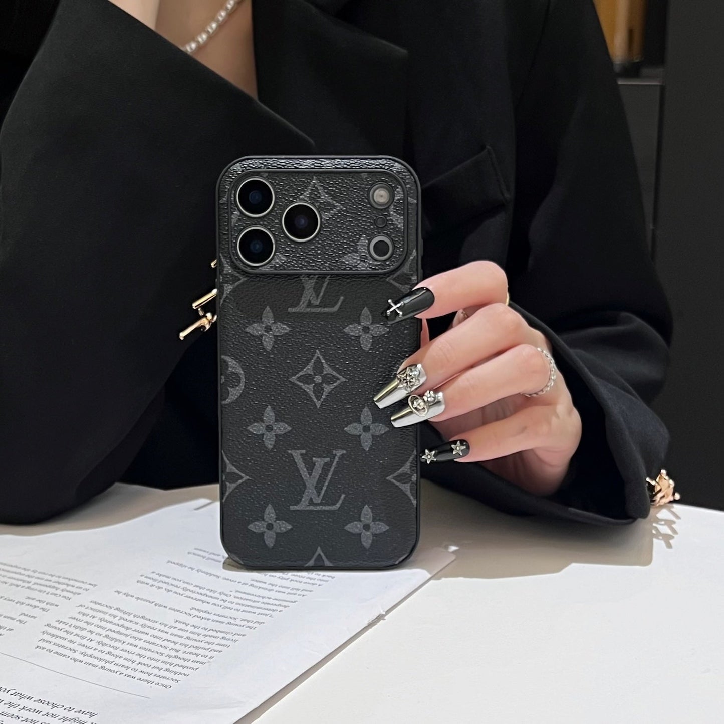 BLACK LV MONOGRAM CUSTOM SIDE