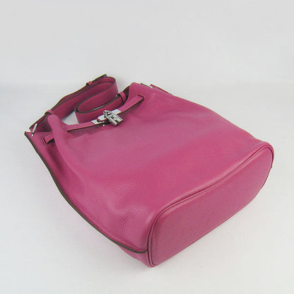 Luxury Hermes Nappa Leather Shoulder Bag Peach Silver