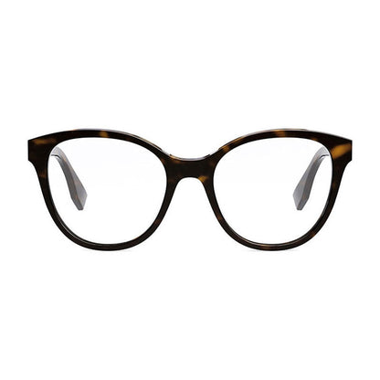 Fendi Eyeglasses Cat Eye Full Rim, Shiny Black Frame and Clear Demo Lenses Lens FE50024I001