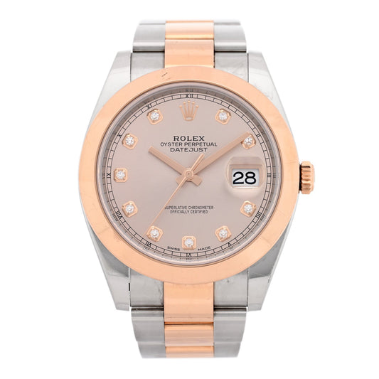 Stainless Steel 18K Everose Gold Diamond 41mm Oyster Perpetual Datejust Watch Sundust 126301