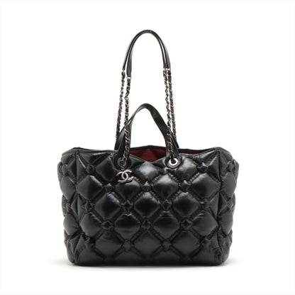 Chanel Bubble Kilt Leather Chain Top Bag Black Gummetal Gold 23rd