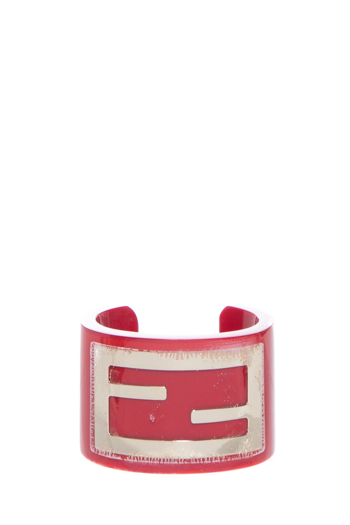 Fendi Red Resin Zucca Cuff Bracelet