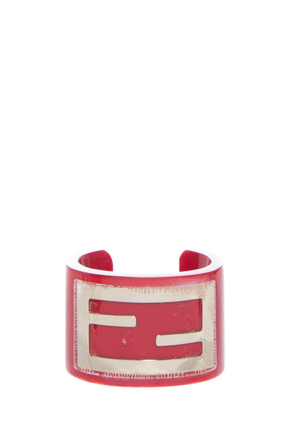 Fendi Red Resin Zucca Cuff Bracelet