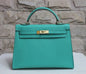 Luxury Hermes Kelly 32Cm Epsom Leather Handbag Lake Green Gold