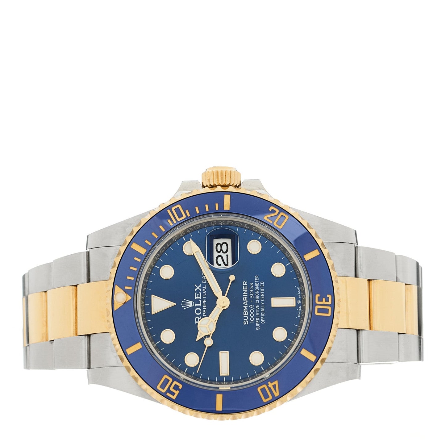 Stainless Steel 18K Yellow Gold 41mm Submariner Date Watch Royal Blue 126613LB