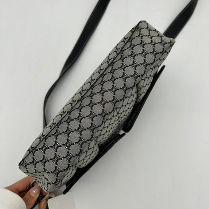 Celine Macadam Canvas Crossbody Bag Black Grey Medium