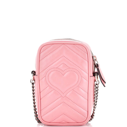 GG Marmont Vertical Phone Crossbody Bag Matelasse Leather Mini