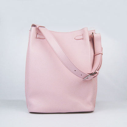 Luxury Hermes Nappa Leather Shoulder Bag Pink Silver