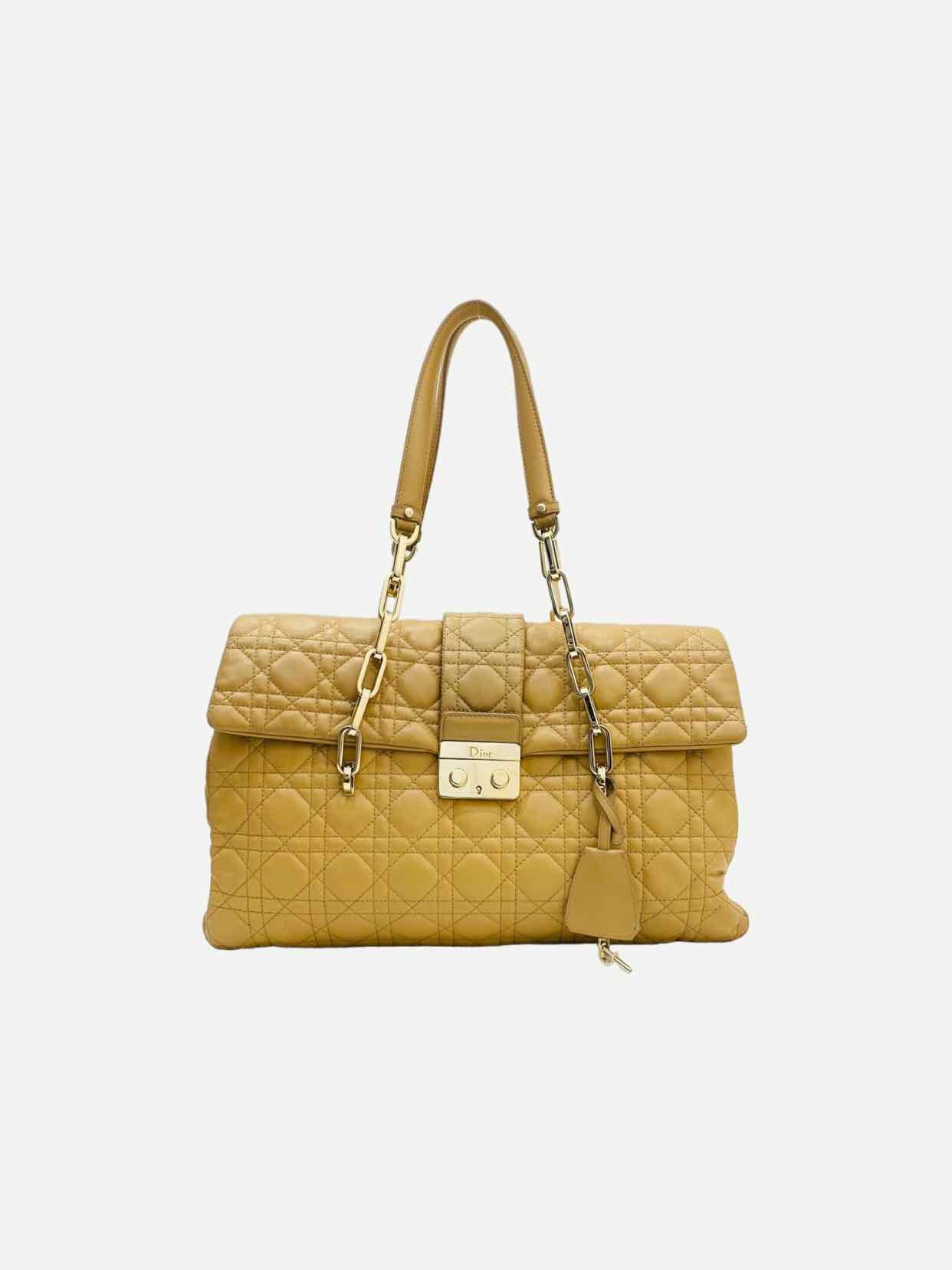 Dior Lock Flap Beige Cannage Satchel