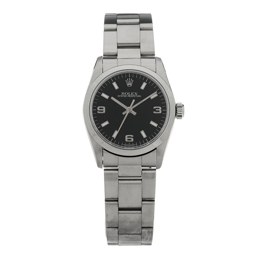 Stainless Steel 31mm Oyster Perpetual Watch Black 77080